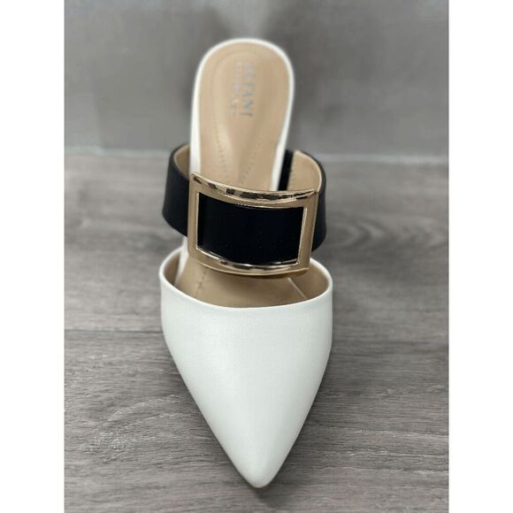 Alfani Women's Sima Two-Piece Buckle Mules - Black White 8.5M - Picture 3 of 8